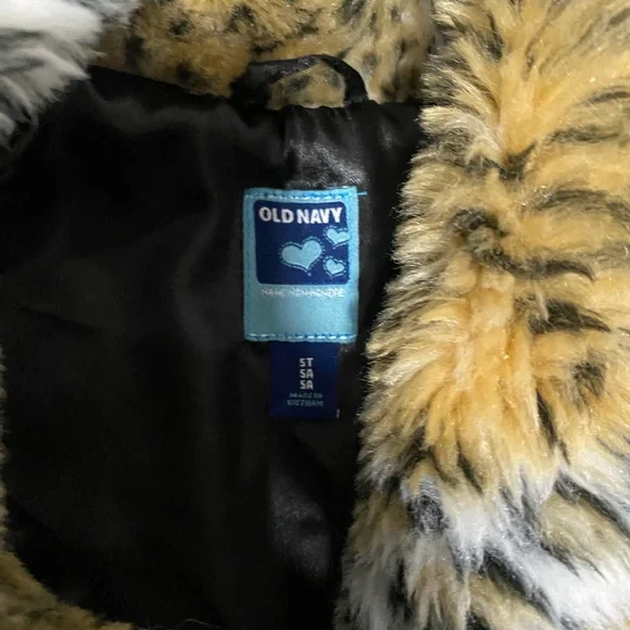 Old Navy Leopard Print Faux Fur Jacket Toddler Girls 5T - Picture 4 of 7